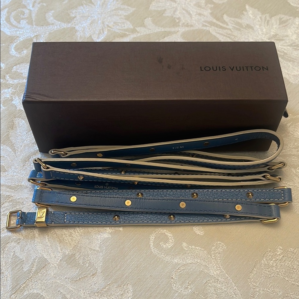 Louis Vuitton Blue and Cream Belt with Elegant Design